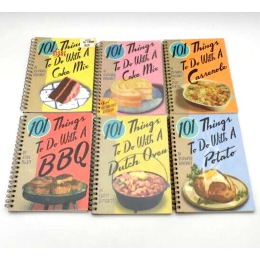Set of 6 100 Things To Do Spiral Cookbooks Cake Casserole Potato BBQ Dutch Oven
